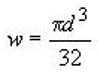 Для образцов круглого сечения значение w, мм³ у композитной арматуры, находят по формуле