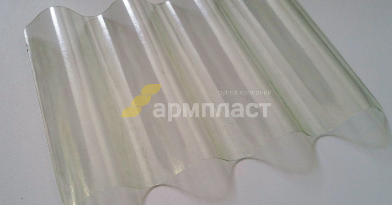 Лист стеклопластиковый профилированный бесцветный 20-100-1,0 (волна)